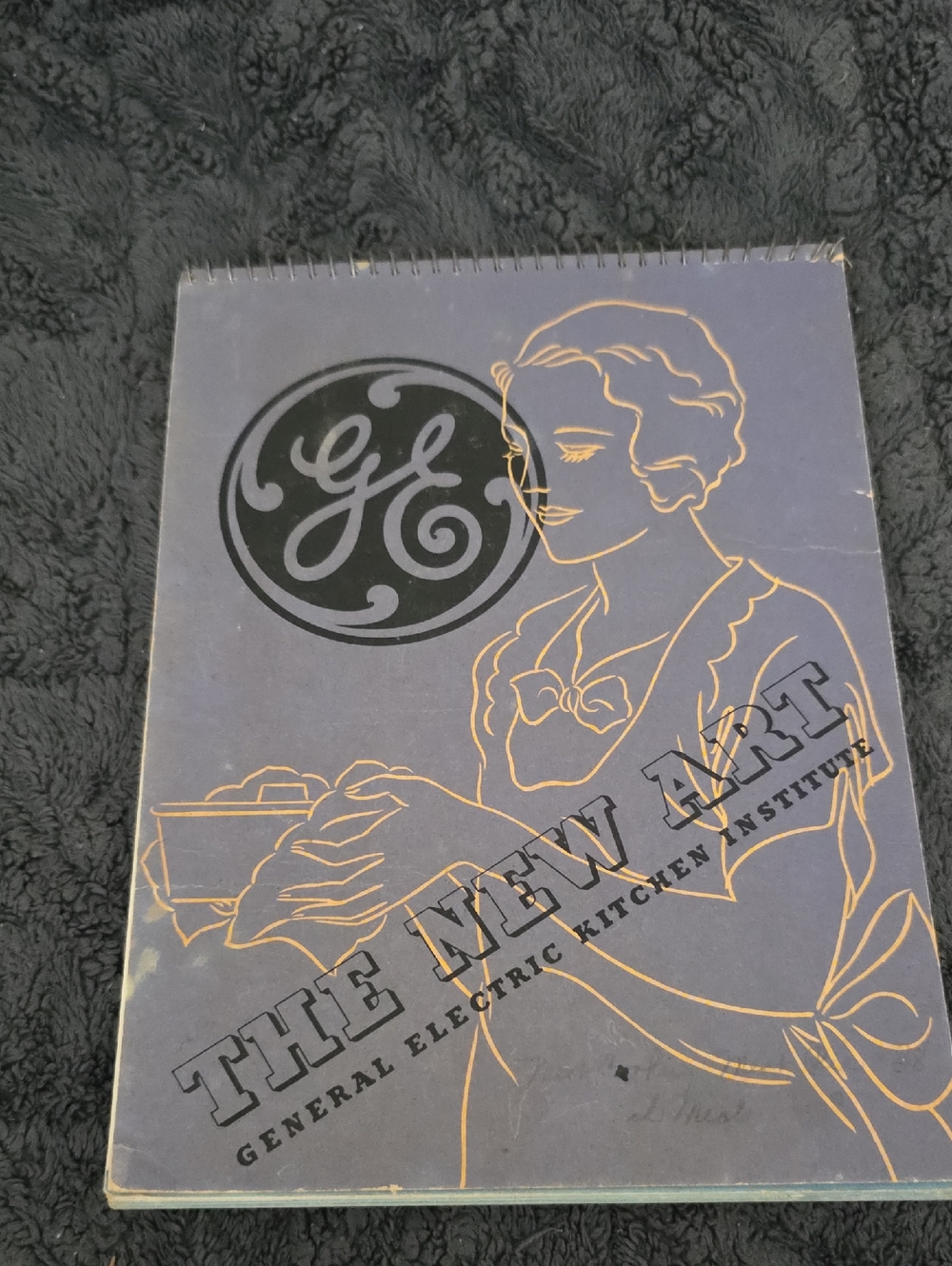 GE 'The New Art' Vintage Cookbook Cover in Navy 1937 Vintage Rare